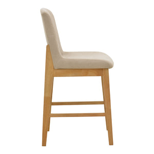 Σκαμπό μπαρ Dalby pakoworld sonoma rubberwood και μπεζ ύφασμα 50x45x102