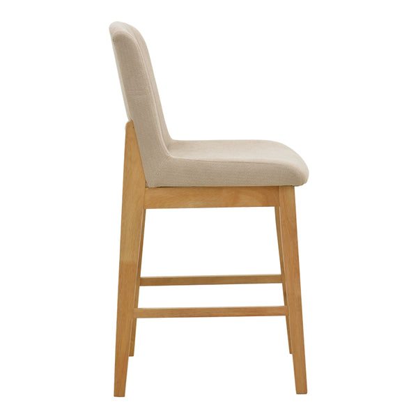 Σκαμπό μπαρ Dalby pakoworld sonoma rubberwood και μπεζ ύφασμα 50x45x102