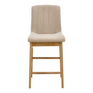 Σκαμπό μπαρ Dalby pakoworld sonoma rubberwood και μπεζ ύφασμα 50x45x102