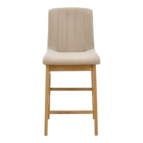 Σκαμπό μπαρ Dalby pakoworld sonoma rubberwood και μπεζ ύφασμα 50x45x102