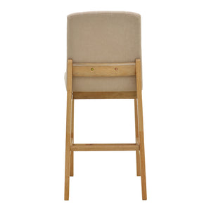 Σκαμπό μπαρ Dalby pakoworld sonoma rubberwood και μπεζ ύφασμα 50x45x102