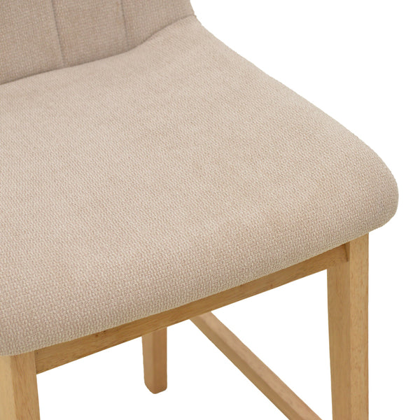 Σκαμπό μπαρ Dalby pakoworld sonoma rubberwood και μπεζ ύφασμα 50x45x102