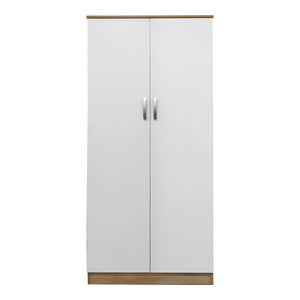 Ντουλάπα δίφυλλη Athos pakoworld σε sonoma-λευκή απόχρωση 80x42x180εκ