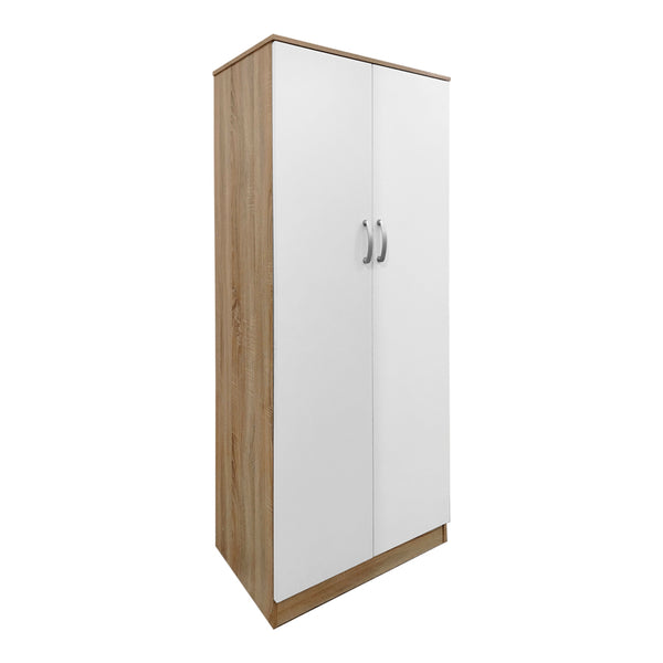 Ντουλάπα δίφυλλη Athos pakoworld σε sonoma-λευκή απόχρωση 80x42x180εκ