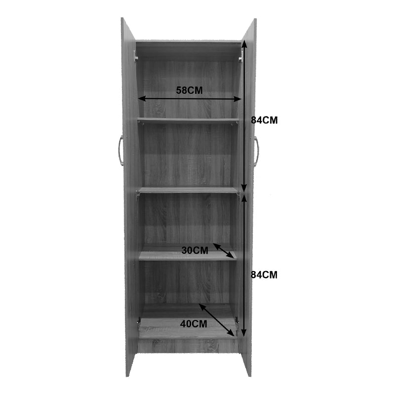 Ντουλάπα δίφυλλη Athos pakoworld σε sonoma-λευκή απόχρωση 60x42x180εκ