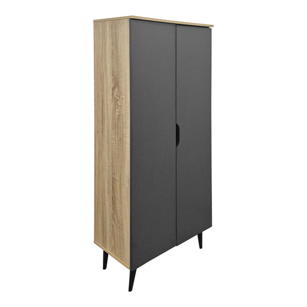 Παπουτσοθήκη-ντουλάπα Oufelia pakoworld sonoma-ανθρακί 60x32.5x134.5εκ