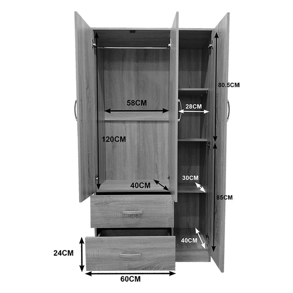 Ντουλάπα πεντάφυλλη Athos Ι pakoworld wenge 170x42x180εκ
