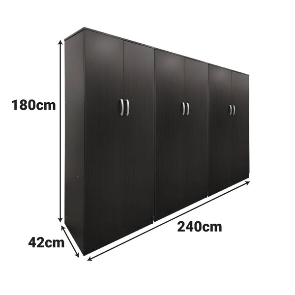 Ντουλάπα εξάφυλλη Athos pakoworld wenge 240x42x180εκ