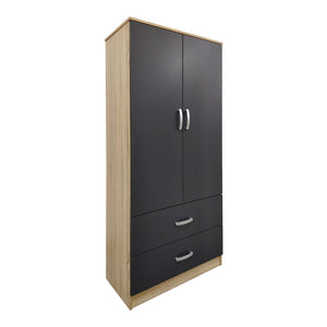 Ντουλάπα εξάφυλλη Athos I pakoworld sonoma-ανθρακί 240x42x180εκ