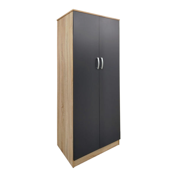 Ντουλάπα εξάφυλλη Athos I pakoworld sonoma-ανθρακί 240x42x180εκ