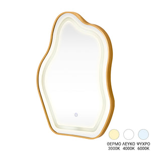 Καθρέπτης Bloby pakoworld με led αλουμίνιο χρυσό 50x4x70εκ