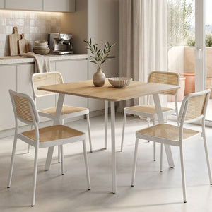Τραπέζι Squaro pakoworld sonoma mdf με λευκά μεταλλικά πόδια 80x80x75εκ