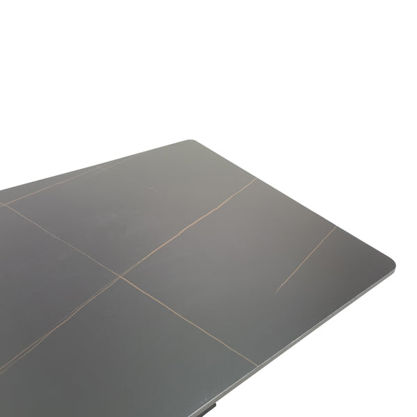 Τραπέζι Bethan pakoworld sintered stone-μέταλλο μαύρο μαρμάρου-μαύρο 160x80x75εκ