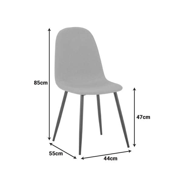 Καρέκλα Bella pakoworld κρεμ ύφασμα με μεταλλικό πόδι σε φυσική απόχρωση 44x55x85εκ