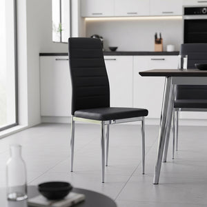 Καρέκλα Parker pakoworld μαύρο PU με πόδι χρωμίου 41x48x96εκ