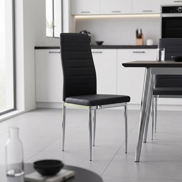Καρέκλα Parker pakoworld μαύρο PU με πόδι χρωμίου 41x48x96εκ